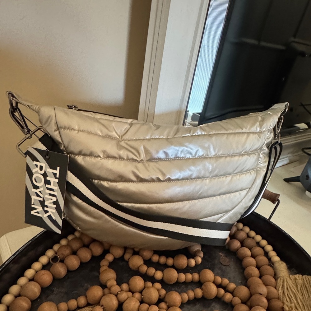 Think Royln Metallic Silver Bag with Black Accents